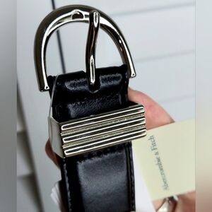 A&F Belt, Size XL, Genuine Leather, Silver Buckle, Black Belt Suede Inside, NEW